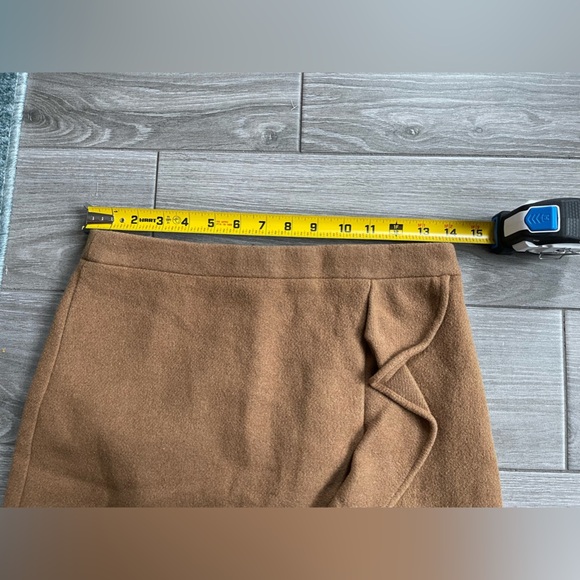 J. Crew| Wool, Laine Brown-Tan Mini Skirt with Ruffle Detail—Size 0••• - Picture 12 of 14